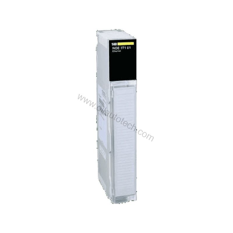Figure 1: Front view of the Schneider 140ERT85410 industrial automation component showing its physical design and enclosure.