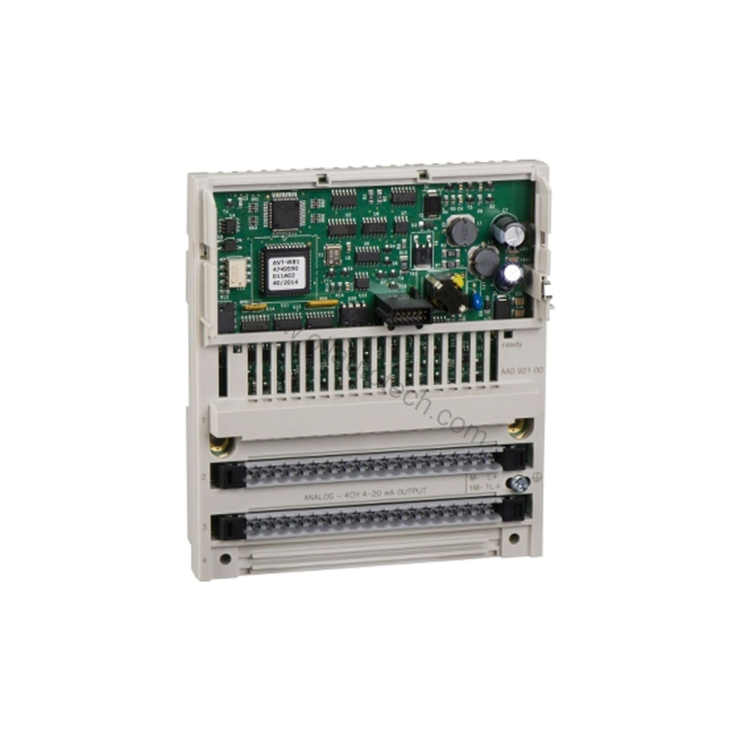 Figure 2: Technical layout and connection details for the Schneider 170AAO12000 industrial automation component.