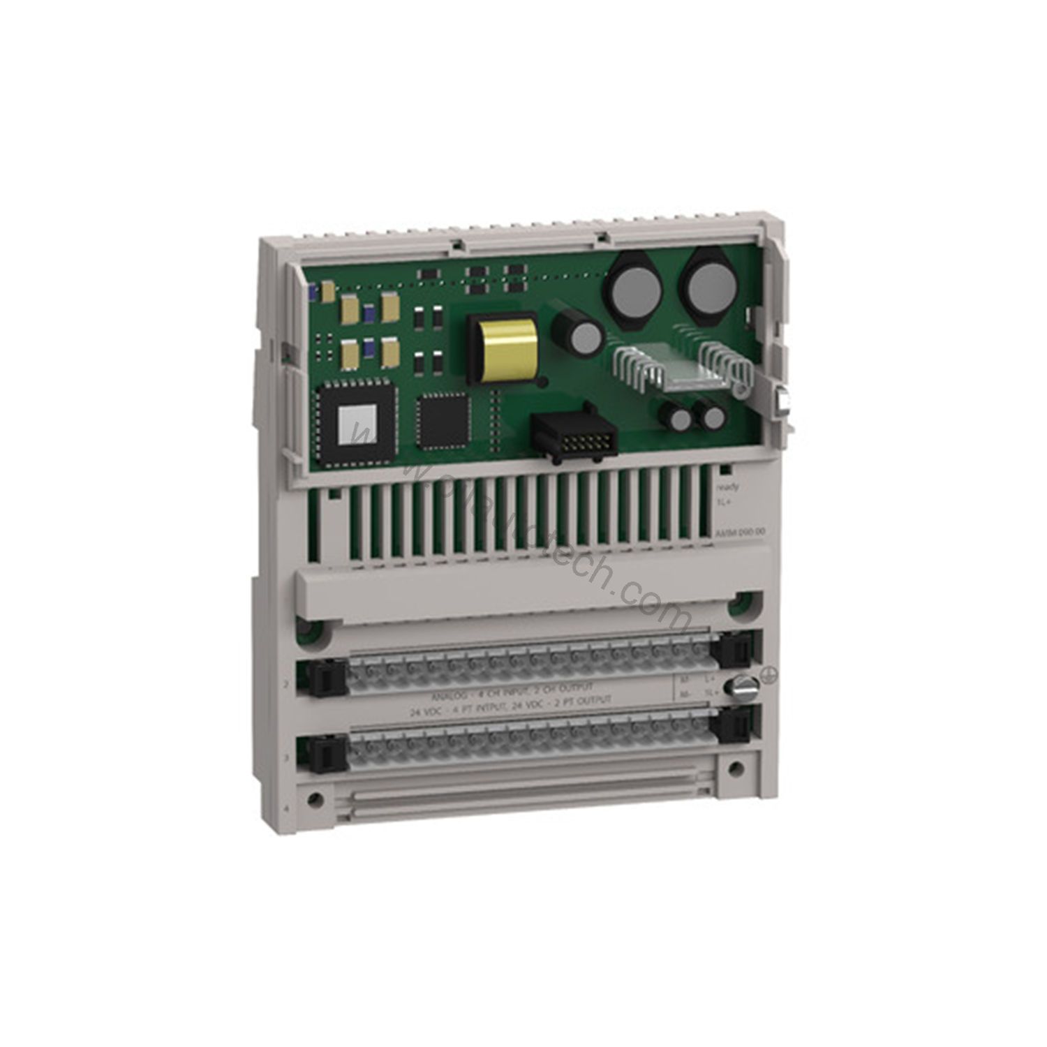 Figure 1: Front view of the Schneider 170ANE03000 industrial automation component showing its physical design and enclosure.