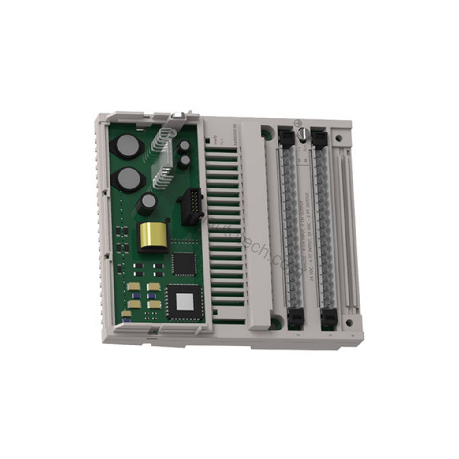 Figure 2: Technical layout and connection details for the Schneider 170ANE03000 industrial automation component.