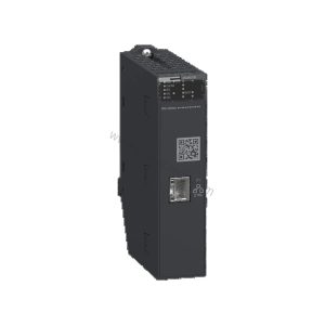 Figure 1: Front view of the Schneider BMENUA0100 industrial automation component showing its physical design and enclosure.