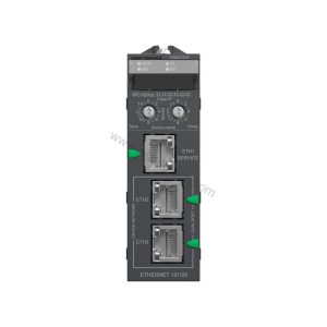 Figure 2: Technical layout and connection details for the Schneider BMXCRA31210 industrial automation component.
