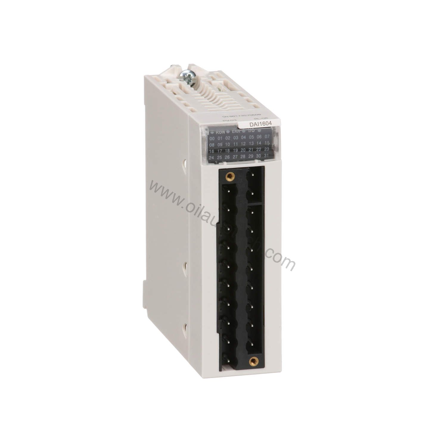 Figure 1: Front view of the Schneider BMXDAI1602 industrial automation component showing its physical design and enclosure.