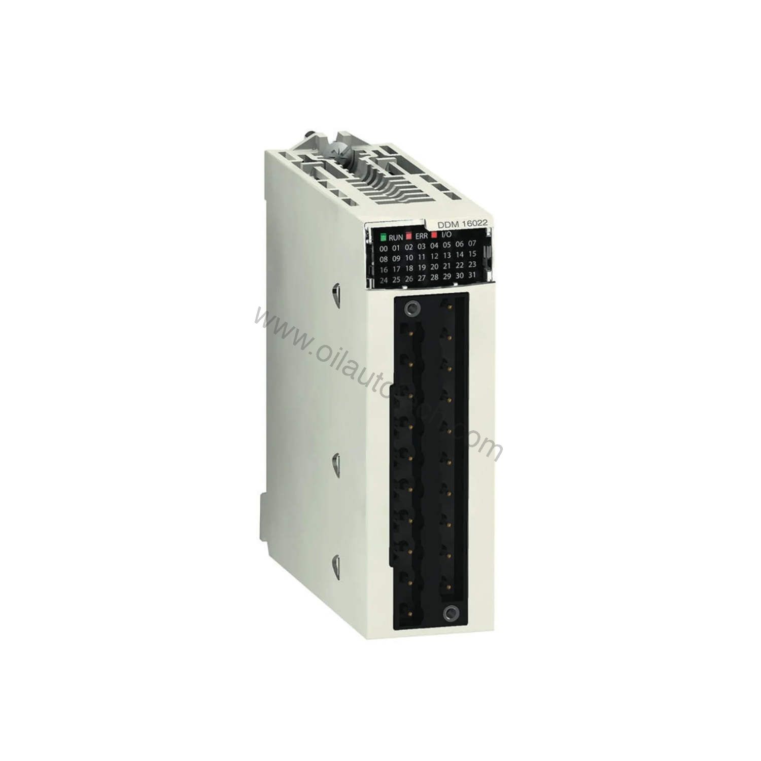 Figure 1: Front view of the Schneider BMXDDO6402K industrial automation component showing its physical design and enclosure.