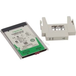 Figure 1: Front view of the Schneider TSXMRPC007M industrial automation component showing its physical design and enclosure.